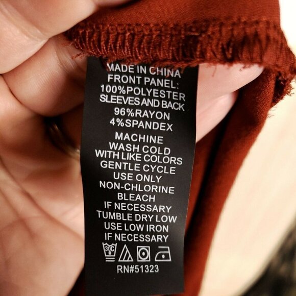 Vince Camuto Brown Faux Wrap High Low Top Medium - Picture 6 of 6